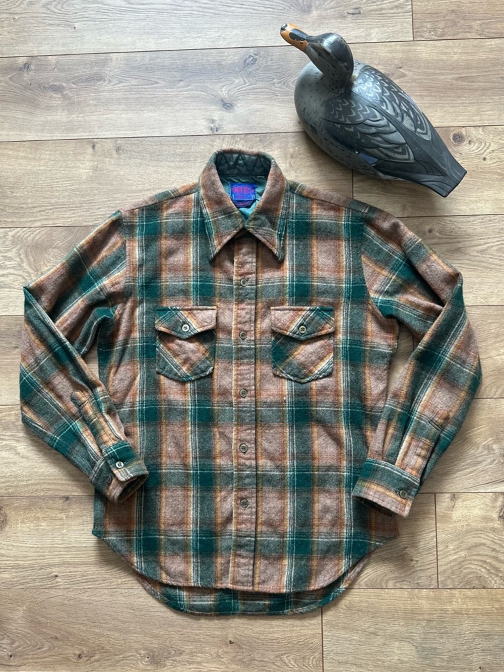 Vintage Ponderosa Wool Blend Flannel Plaid Western Workwear Unisex 80s